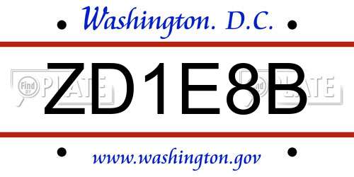 ZD1E8B District Of Columbia License Plate