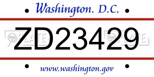 ZD23429 District Of Columbia License Plate