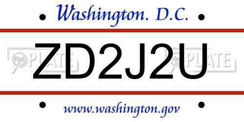 ZD2J2U District Of Columbia License Plate