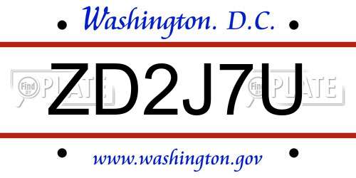 ZD2J7U District Of Columbia License Plate