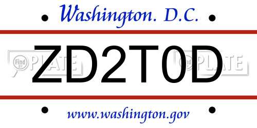 ZD2T0D District Of Columbia License Plate