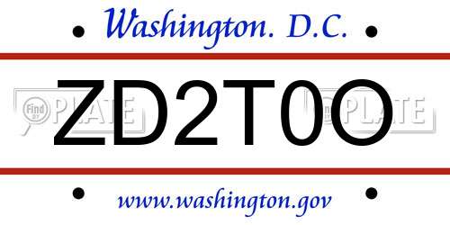 ZD2T0O District Of Columbia License Plate