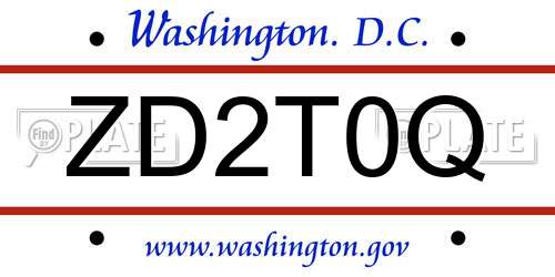 ZD2T0Q District Of Columbia License Plate