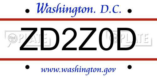 ZD2Z0D District Of Columbia License Plate