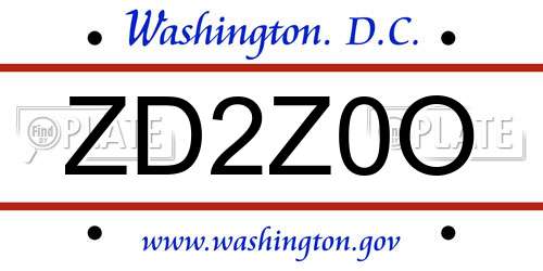 ZD2Z0O District Of Columbia License Plate