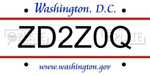 ZD2Z0Q District Of Columbia License Plate