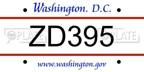 ZD395 District Of Columbia License Plate