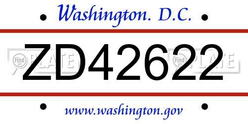 ZD42622 District Of Columbia License Plate