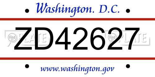 ZD42627 District Of Columbia License Plate