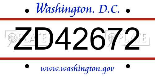 ZD42672 District Of Columbia License Plate