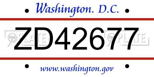 ZD42677 District Of Columbia License Plate