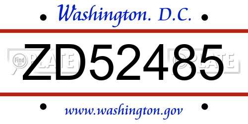 ZD52485 District Of Columbia License Plate