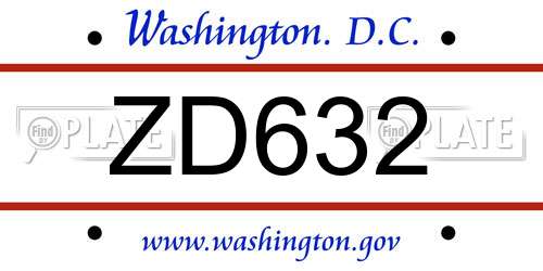 ZD632 District Of Columbia License Plate
