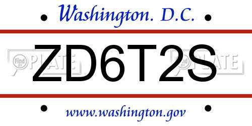 ZD6T2S District Of Columbia License Plate