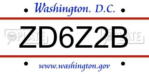 ZD6Z2B District Of Columbia License Plate