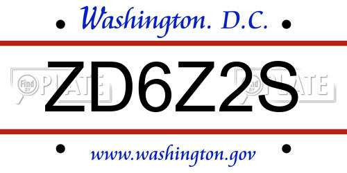 ZD6Z2S District Of Columbia License Plate