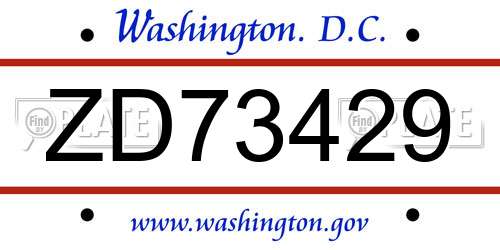 ZD73429 District Of Columbia License Plate