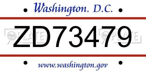 ZD73479 District Of Columbia License Plate