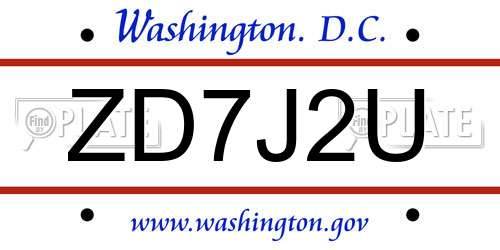 ZD7J2U District Of Columbia License Plate