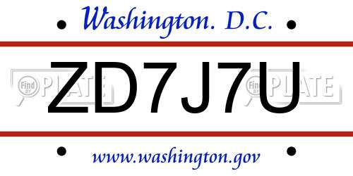 ZD7J7U District Of Columbia License Plate