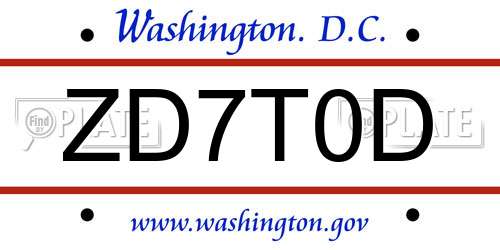 ZD7T0D District Of Columbia License Plate
