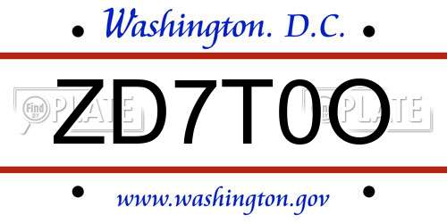 ZD7T0O District Of Columbia License Plate