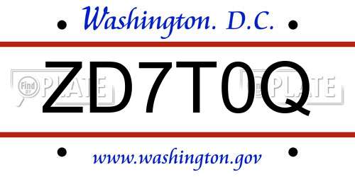 ZD7T0Q District Of Columbia License Plate