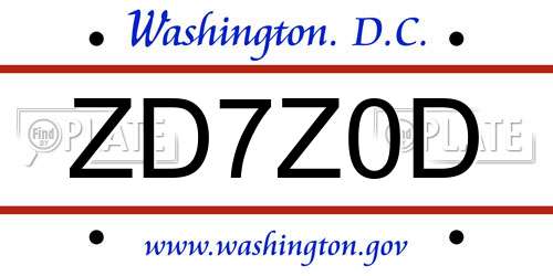ZD7Z0D District Of Columbia License Plate