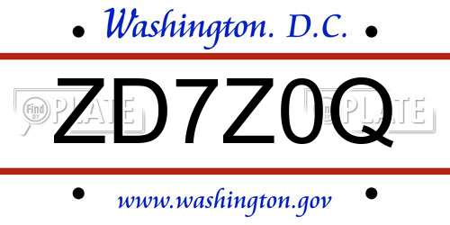 ZD7Z0Q District Of Columbia License Plate