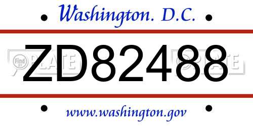 ZD82488 District Of Columbia License Plate