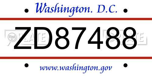 ZD87488 District Of Columbia License Plate