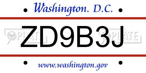 ZD9B3J District Of Columbia License Plate
