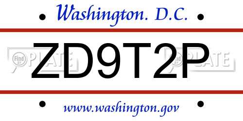 ZD9T2P District Of Columbia License Plate