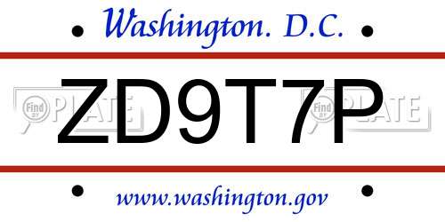 ZD9T7P District Of Columbia License Plate