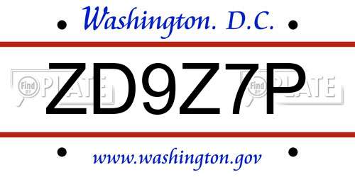 ZD9Z7P District Of Columbia License Plate