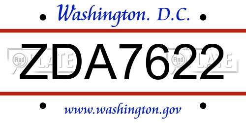 ZDA7622 District Of Columbia License Plate