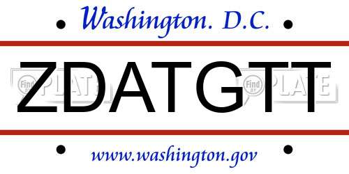 ZDATGTT District Of Columbia License Plate