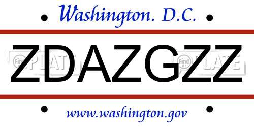 ZDAZGZZ District Of Columbia License Plate