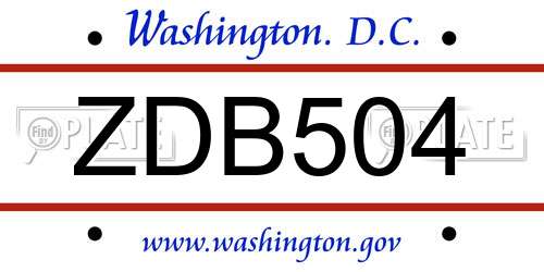 ZDB504 District Of Columbia License Plate