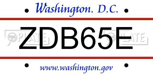 ZDB65E District Of Columbia License Plate