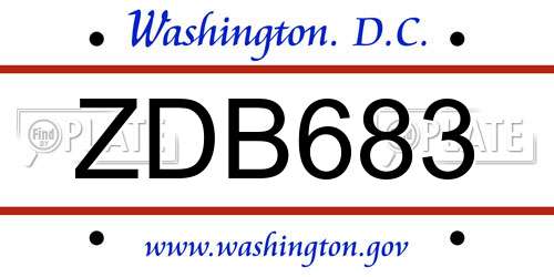 ZDB683 District Of Columbia License Plate