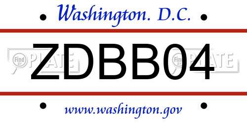 ZDBB04 District Of Columbia License Plate