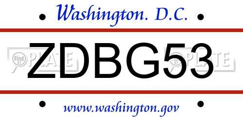 ZDBG53 District Of Columbia License Plate