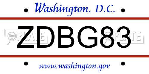ZDBG83 District Of Columbia License Plate