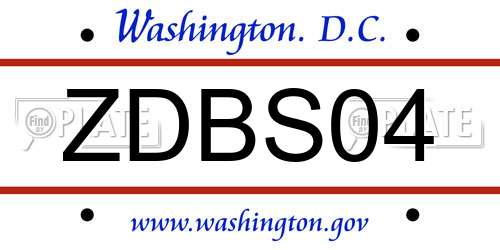 ZDBS04 District Of Columbia License Plate