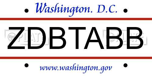 ZDBTABB District Of Columbia License Plate