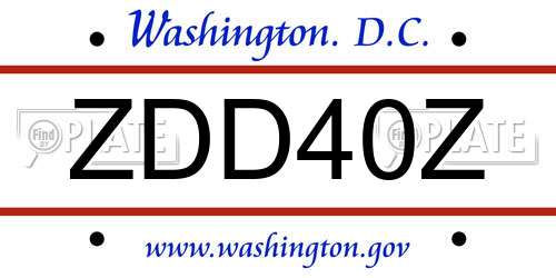 ZDD40Z District Of Columbia License Plate