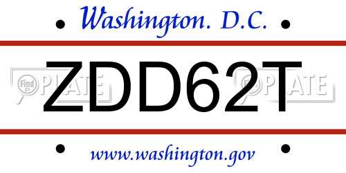 ZDD62T District Of Columbia License Plate