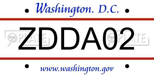 ZDDA02 District Of Columbia License Plate