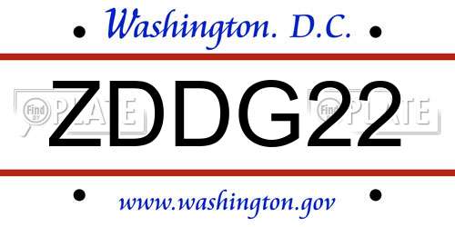 ZDDG22 District Of Columbia License Plate
